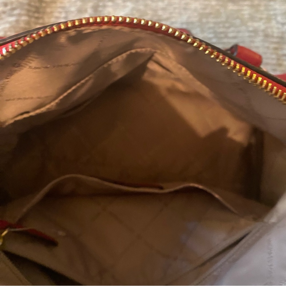 Michael Kors Red Shoulder Bag with Gold Accents - Picture 7 of 8